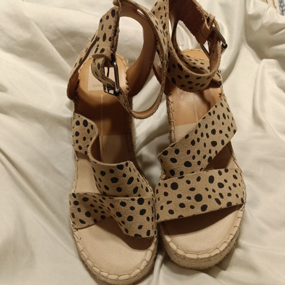 Dolce Vita Shayla Suede leopard Espadrilles Wedge Sandals Women’s size 8 boho